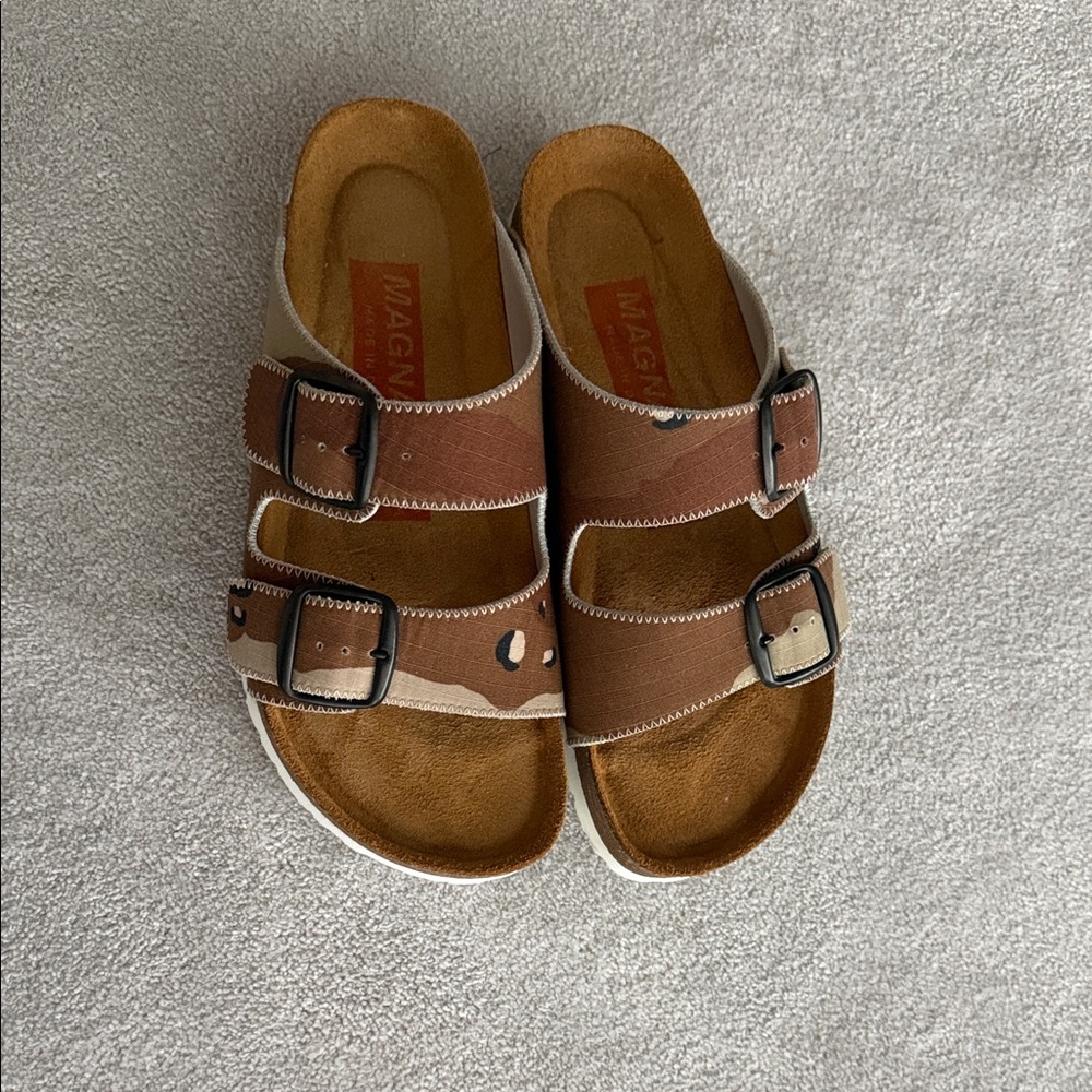 Birkenstock Brown Double-Buckle Slide Sandals